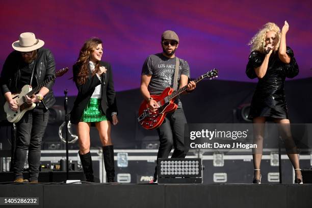 Karen Fairchild, Kimberly Schlapman, Phillip Sweet, and Jimi Westbrook of Little Big Town perform at American Express present BST Hyde Park at Hyde...