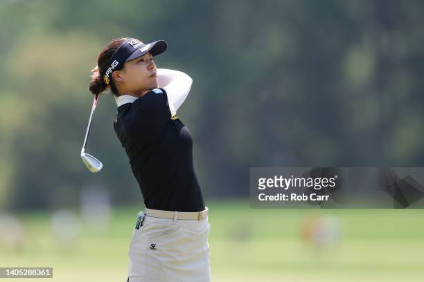 In Gee Chun of South Korea plays her second shot on the 12th hole during the final round of the KPMG Women's PGA Championship at Congressional...
