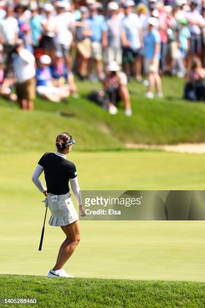 In Gee Chun of South Korea reacts after putting on the 18th green during the final round of the KPMG Women's PGA Championship at Congressional...