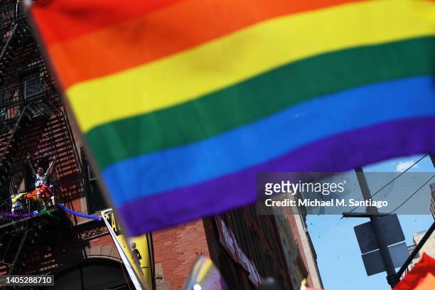 People participate in the New York City Pride Parade on Fifth Avenue on June 26, 2022 in New York City. The 53rd annual NYC Pride March is the...