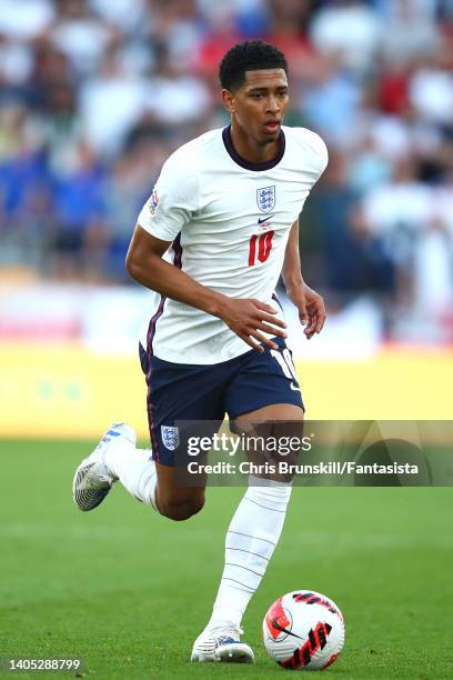 Jude Bellingham of England in action during the UEFA Nations League League A Group 3 match between England and Hungary at Molineux on June 14, 2022...