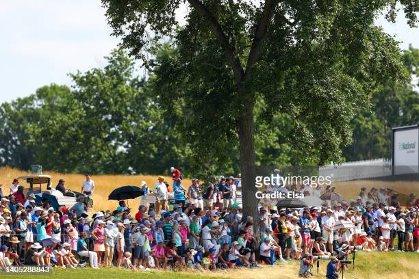 Fans watch play during the final round of the KPMG Women's PGA Championship at Congressional Country Club on June 26, 2022 in Bethesda, Maryland.