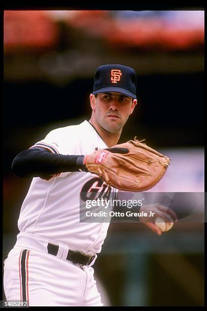 First baseman Will Clark of the San Francisco Giants prepares to throw the ball. Mandatory Credit: Otto Greule /Allsport