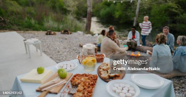 remote area dinner party food - serbia tradition stock pictures, royalty-free photos & images