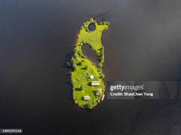 kotisaari aerial view in rovaniemi lapland finland - lappland aerial view stock-fotos und bilder