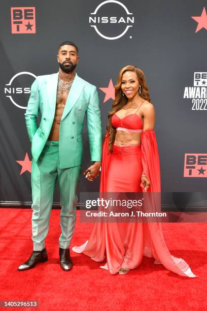 Skyh Alvester Black and KJ Smith attend the 2022 BET Awards at Microsoft Theater on June 26, 2022 in Los Angeles, California.