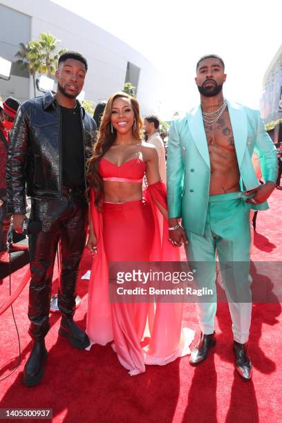 Marvin Anthony, KJ Smith and Skyh Alvester Black attend the 2022 BET Awards at Microsoft Theater on June 26, 2022 in Los Angeles, California.