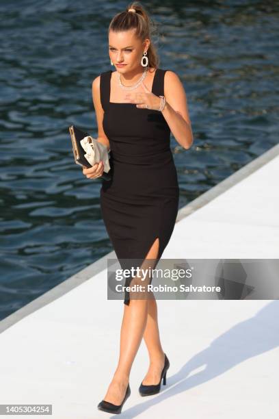 Guests arrives at the Alan Howard and Caroline Byron wedding celebration on June 26, 2022 in Como, Italy.