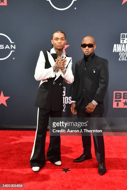Swae Lee and Slim Jxmmi of Rae Sremmurd attend the 2022 BET Awards at Microsoft Theater on June 26, 2022 in Los Angeles, California.