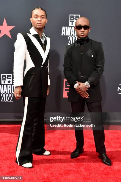 Swae Lee and Slim Jxmmi attend the 2022 BET Awards at Microsoft Theater on June 26, 2022 in Los Angeles, California.
