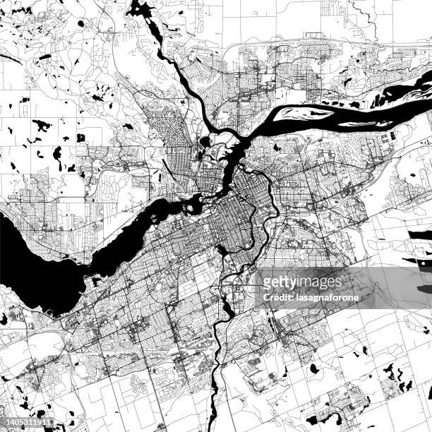 ottawa, ontario, canada vector map - quebec map stock illustrations