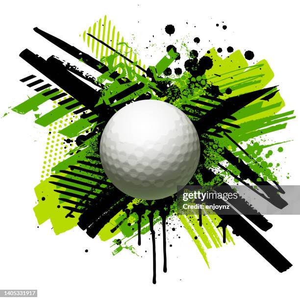 ilustraciones, imágenes clip art, dibujos animados e iconos de stock de vector de salpicaduras de grunge de pelota de golf - golfer