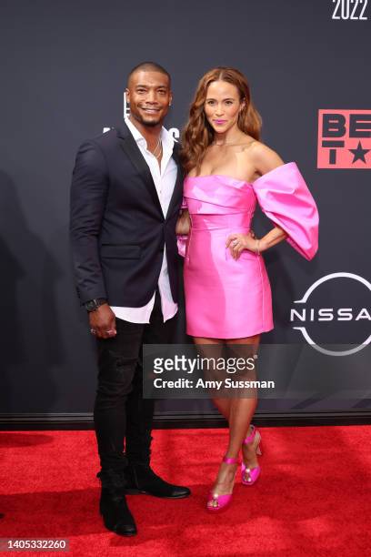Paula Patton and guest attends the 2022 BET Awards at Microsoft Theater on June 26, 2022 in Los Angeles, California.