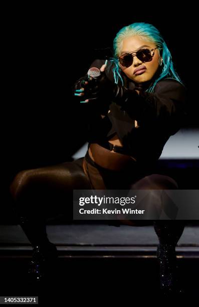 Lil' Kim performs onstage during the 2022 BET Awards at Microsoft Theater on June 26, 2022 in Los Angeles, California.