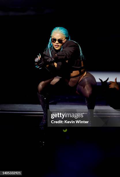 Lil' Kim performs onstage during the 2022 BET Awards at Microsoft Theater on June 26, 2022 in Los Angeles, California.