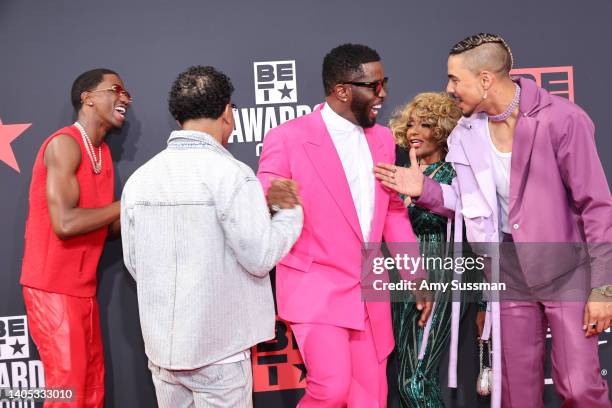 Christian Combs, Justin Dior Combs,Sean "Diddy" Combs, Janice Combs, and Quincy Brown attend the 2022 BET Awards at Microsoft Theater on June 26,...