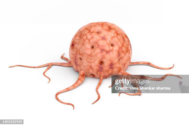 cancer cell against white background - deformiert stock-fotos und bilder