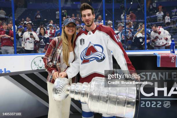 Jayson Megna of the Colorado Avalanche poses for a photo with the Stanley Cup after defeating the Tampa Bay Lightning 2-1 in Game Six of the 2022 NHL...