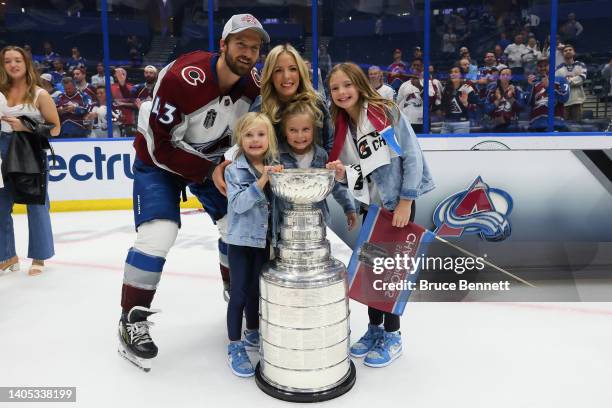 Darren Helm of the Colorado Avalanche poses for a photo after defeating the Tampa Bay Lightning 2-1 in Game Six of the 2022 NHL Stanley Cup Final at...