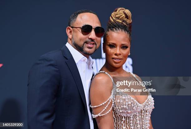 Michael Sterling and Eva Marcille attends the 2022 BET Awards at Microsoft Theater on June 26, 2022 in Los Angeles, California.