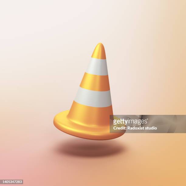 street cone  - stylized 3d cgi icon object - safety cone stock-fotos und bilder