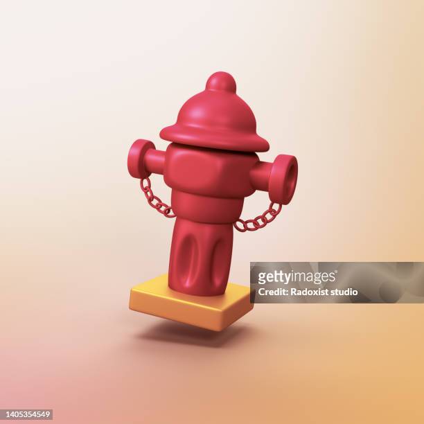 hydrant - stylized 3d cgi icon object - fire hydrant stock-fotos und bilder