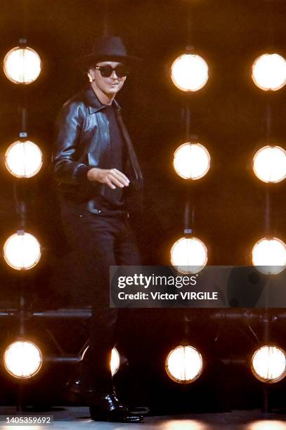 Fashion designer Hedi Slimane walks the runway during the Celine Ready to Wear Spring/Summer 2023 fashion show as part of the Paris Men Fashion Week...