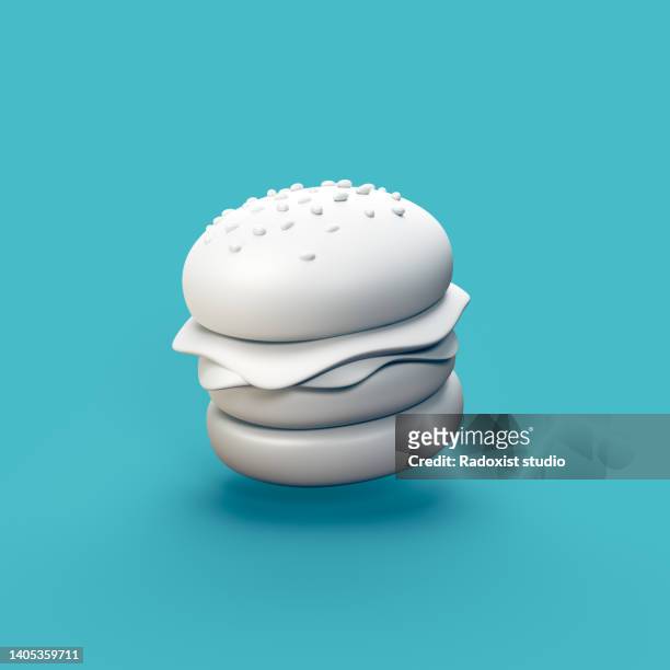 burger - stylized 3d cgi icon object - vegetable icon stock pictures, royalty-free photos & images