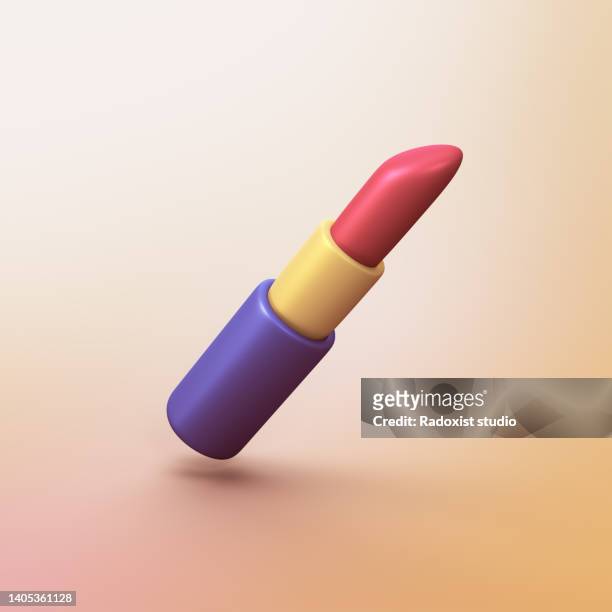 lipstick - stylized 3d cgi icon object - lipstick stock illustrations stock pictures, royalty-free photos & images