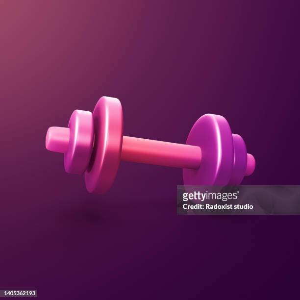 gym barbell - stylized 3d cgi icon object - bodybuilder isolated stock-fotos und bilder