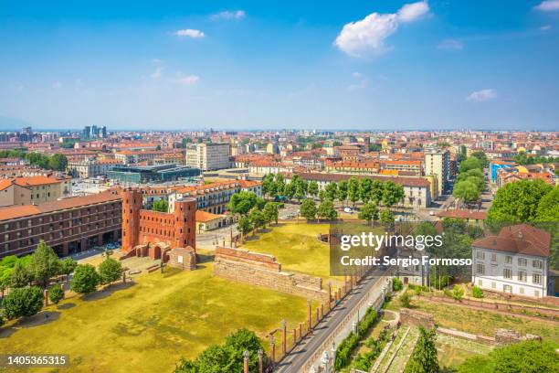 high angle view of turin urban landscape - turin stock pictures, royalty-free photos & images