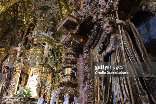 One of the side baroque altars sanctuary of the Nuestra Señora de los Remedios church on June 26 Mondoñedo, Galicia, Spain.