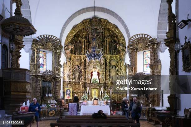 Tourists visit the church of the sanctuary of Nuestra Señora de los Remedios on June 26 Mondoñedo, Galicia, Spain.