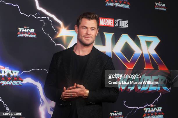 Chris Hemsworth attends the Sydney premiere of Thor: Love And Thunder at Hoyts Entertainment Quarter on June 27, 2022 in Sydney, Australia.