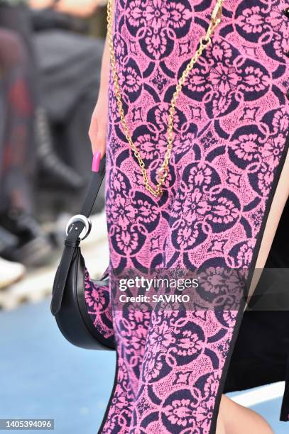 Model walks the runway during the Marine Serre Ready to Wear Spring/Summer 2023 fashion show as part of the Paris Men Fashion Week on June 25, 2022...