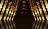 Award ceremony background with golden shapes and light rays. Abstract luxury background.