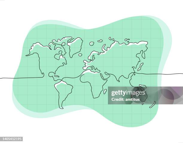 Outline Map Of The World Drawing Photos and Premium High Res Pictures ...