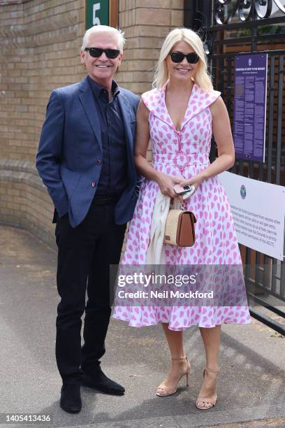 Holly Willoughby and Phillip Schofield arrive at All England Lawn Tennis and Croquet Club on June 27, 2022 in London, England.