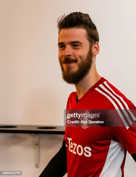 David de Gea of Manchester United arrives for pre-season training at Carrington Training Ground on June 27, 2022 in Manchester, England.