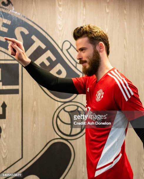David de Gea of Manchester United arrives for pre-season training at Carrington Training Ground on June 27, 2022 in Manchester, England.