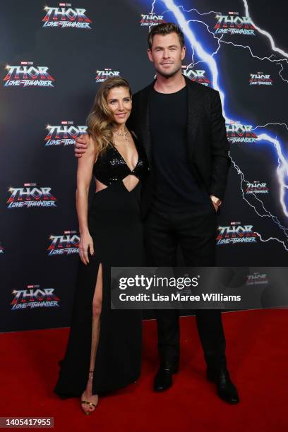 Chris Hemsworth and Elsa Pataky attend the Sydney premiere of Thor: Love And Thunder at Hoyts Entertainment Quarter on June 27, 2022 in Sydney,...