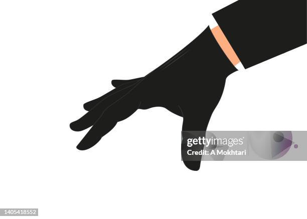 ilustrações, clipart, desenhos animados e ícones de mão de ladrão com luva preta. - black glove