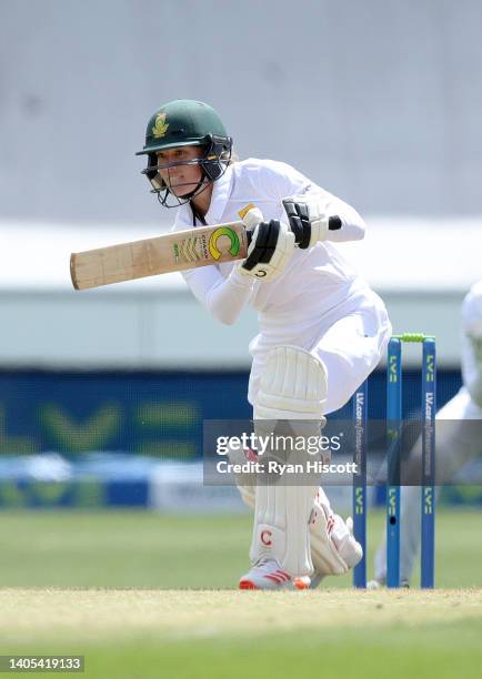 Anneke Bosch of South Africa bats during Day One of the First Test Match between England Women and South Africa Women at The Cooper Associates County...