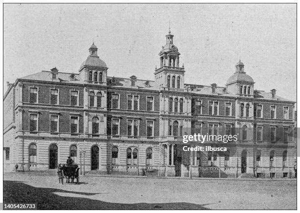 antique photo: johannesburg, hotel des postes et télégraphes - johannesburg culture stock illustrations
