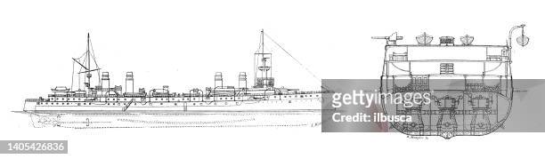 antique illustration: "de gueydon" - passenger ship stock illustrations