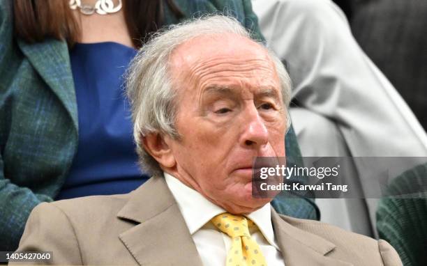 Jackie Stewart attends Day One of Wimbledon 2022 at the All England Lawn Tennis and Croquet Club on June 27, 2022 in London, England.