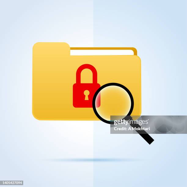 folder icon with magnifying glass - electronic medical record stock illustrations