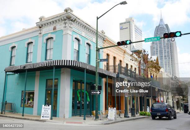 main street in mobile, historic district, alabama. - mobile alabama stock pictures, royalty-free photos & images