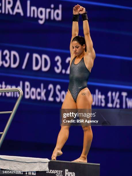 Ingrid Oliveira of Brasil before competing at the Women 10m Platform during the FINA World Aquatics Championships at the Duna Arena on June 26, 2022...