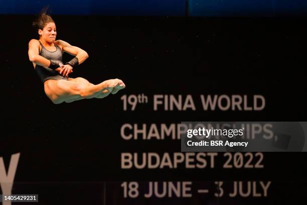 Ingrid Oliveira of Brasil competing at the Women 10m Platform during the FINA World Aquatics Championships at the Duna Arena on June 26, 2022 in...